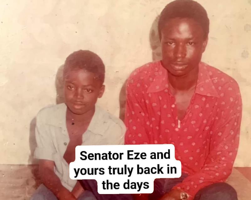 The writer, Ikechukwu Eze and his late elder brother, Senator Ayogu Eze