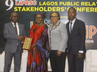 *  L-R: Mr Sina Thorpe, Council Member, NIPR; Mrs Nnenna Ukoha, Head, Corporate Communications, NCC: Mrs Comfort Obot Nwankwo, Chairman, NIPR Lagos and Conference Convener, Mr Olabamiji Adeleye, Lead Consultant, Addefort Limited at the 9th Lagos PR Stakeholders' Conference on Leadership and Poverty Eradication recently. 