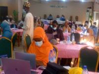 Cross section of participants at the one day USAID-Breakthrough Action Nigeria Sponsored Media Orientation Workshop on Covid 19 Mass Vaccination Campaign in Sokoto held at Sokoto Guess Inn. 