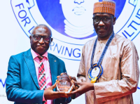 GCEO, NNPC Ltd. Mr. Mele Kyari honoured with the Obafemi Awolowo University's Faculty of Science Excellence and Innovation Award by the Vice Chancellor, Prof. Adebayo Simeon Bamire, during the GCEO’s Lecture titled, "Energy Security, Sustainability and Profitability in Nigeria: Advances, Challenges and Opportunities,” organized by the Faculty of Science of the University in Ile-Ife, Osun State, on Wednesday.