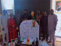 R-L: Mr. Quintus Azogu; Mr Ochije Ogini Chukwuka (host and new TCN Executive Director, Finance and Account); Chief Sunday Uzokwe; Adaobi Emelia Oputa; Mr. Slyvester Nwakuche; Mr. Ikem Ohanyere (OCDU Chairman); Mrs Juliet Nwabiani Okafor and Engr. Ephraim Ochije, during the courtesy visit.