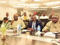 L-R: Chairman, Senate Committee on Petroleum Resources (Upstream), Sen. Eteng Jonah Williams; Chief Upstream Investment Officer, NNPC Ltd, Mr. Bala Wunti and Chairman House of Representatives Committee on Petroleum Resources (Upstream) Hon. Alhassan Ado Doguwa during an oversight visit by the National Assembly Joint Committee on Petroleum Resources (Upstream) to the NNPC Upstream Investment Management Services (NUIMS) Headquarters in Lagos, on Tuesday.   