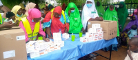 *  Health workers administering the free malaria drugs to children in Sokoto today. PHOTO BY ANKELI EMMANUEL