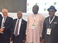 L-R: Secretary General of the African Petroleum Producers Organization (APPO), HE Omar Farouk Ibrahim; Minister of State for Petroleum Resources (Oil), Sen. Heineken Lokpobiri and the Executive Secretary,  Nigerian Content Development and Monitoring Board (NCDMB, Engr. Simbi Kesiye Wabote at the third edition of the Africa Local Content Roundtable in Abuja on Wednesday.